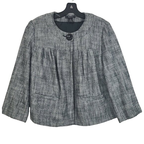 Vintage Y2K Style & Co Womens Crop Jacket Sz 10 Gray One Button Carrier Academia - Picture 1 of 6